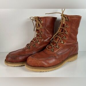 Vintage Montgomery Ward’s Powerhouse Moc Toe Logger Boots 12 D Crepe Sole